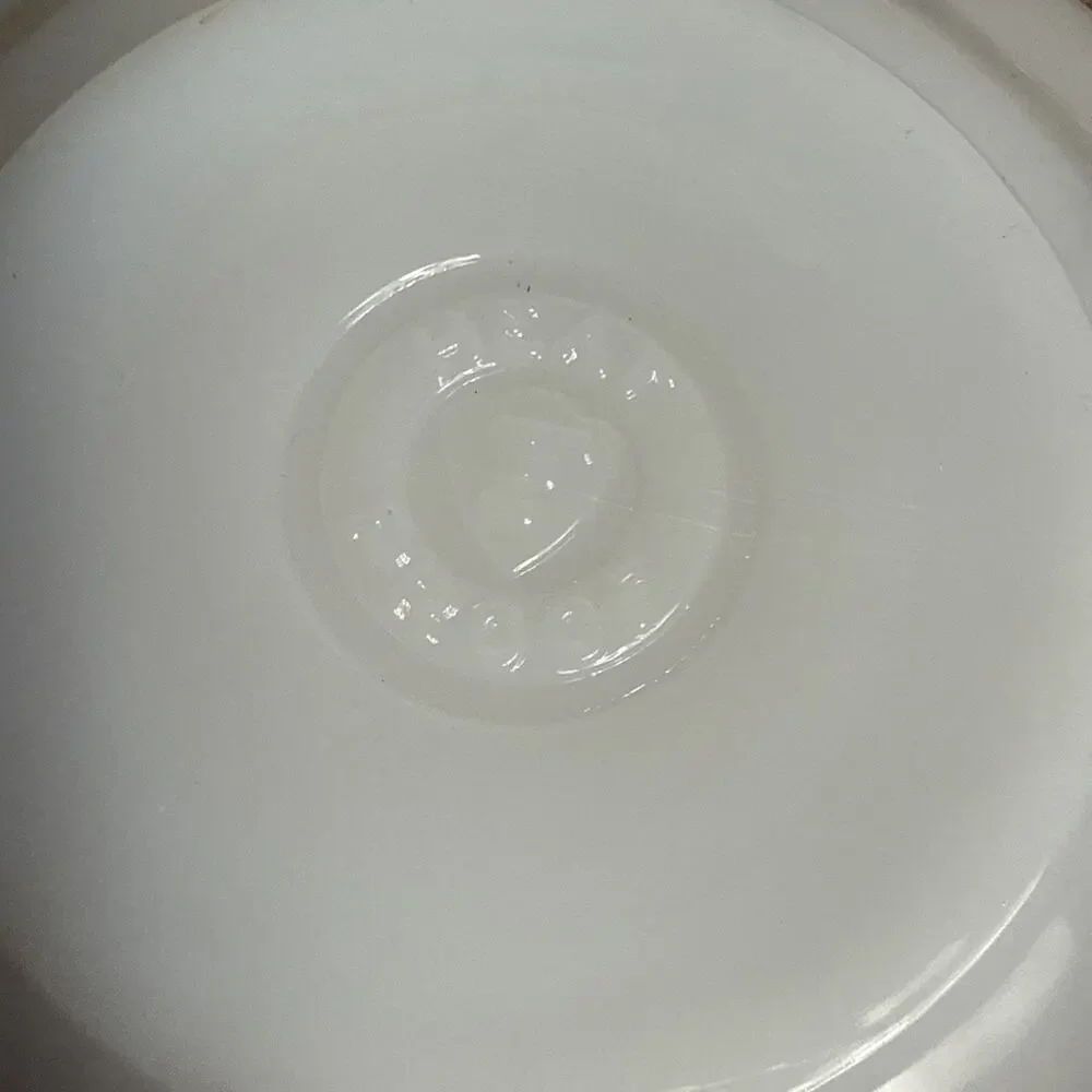 Federal Clover Blossom Saucer Plates Pink Flower Mid Century Mcm Milk Glass Vntg
